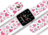 Mi-band.cz Pink and blue hearts strap for Apple watch Color: White, Size: 42/44mm MIBANDCZX0292 - Watch Strap