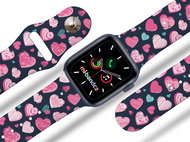 Mi-band.cz Pink and blue hearts strap for Apple watch Color: Blue, Size: 42/44mm MIBANDCZX029 - Watch Strap