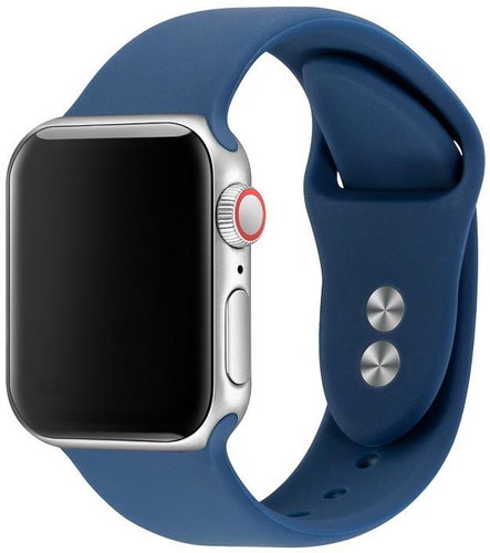 Solid colour silicone bracelet with double stud for Apple Watch 38/40 mm Color: Blue MIBANDCZX03 - Watch Strap - Main image
