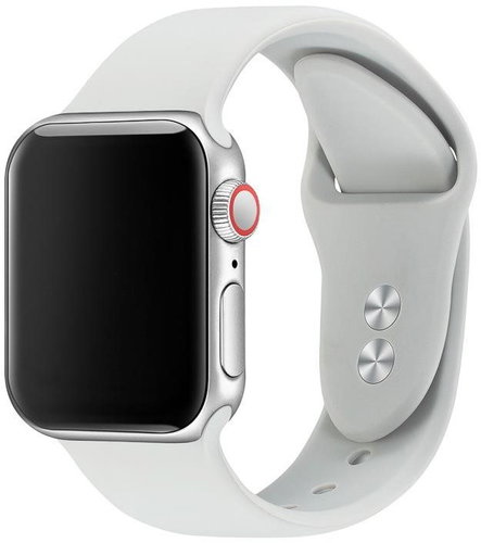 Solid colour silicone bracelet with double stud for Apple Watch 42/44 mm Color: light grey MIBAN - Watch Strap - Main image