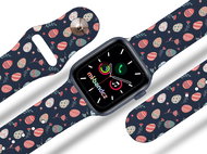 Mi-band.cz eggs and flowers strap for Apple watch Size: 42/44mm, strap colour: blue - Watch Strap