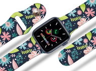 Mi-band.cz Flowers and twigs strap for Apple watch Size: 38/40mm, strap colour: blue - Watch Strap