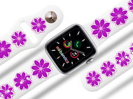 Mi-band.cz Purple flower strap for Apple watch Size: 38/40mm, strap colour: white - Watch Strap