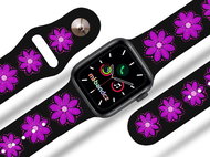 Mi-band.cz Purple flower strap for Apple watch Size: 42/44mm, strap colour: black - Watch Strap
