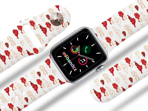 Mi-band.cz Red clouds strap for Apple watch Size: 42/44mm, strap colour: white - Watch Strap - Main image