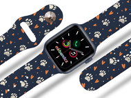 Mi-band.cz Paws with hearts strap for Apple watch Color: Blue, Size: 42/44mm MIBANDCZX02860 - Watch Strap