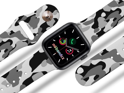 Mi-band.cz Camo grey strap for Apple watch Size: 42/44mm, strap colour: black - Watch Strap - Main image