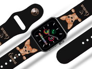 Mi-band.cz Chihuahua on black strap for Apple watch Size: 42/44mm - Watch Strap