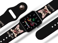 Mi-band.cz Bulldog on black strap for Apple watch Size: 42/44mm - Watch Strap