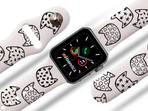 Mi-band.cz Cat head strap for Apple watch Size: 42/44mm, strap colour: white - Watch Strap - Main image