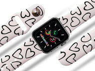 Mi-band.cz Heart black and white strap for Apple watch Size: 42/44mm, strap colour: white - Watch Strap