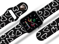 Mi-band.cz Heart black and white strap for Apple watch Size: 38/40mm, strap colour: black - Watch Strap