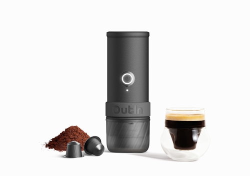 OUTIN Mino Space Grey Portable Electric Espresso Machine - Travel Coffee Maker - Main image