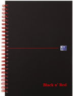 Jegyzetfüzet OXFORD Black n' Red Notebook A5, kockás - 70 lap - Zápisník