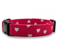 Collar for dogs Love - pink with hearts - M - Dog Collar