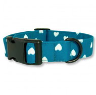 Collar for dogs Love - turquoise with hearts - M - Dog Collar