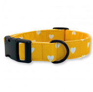 Collar for dogs Love - yellow with hearts - M - Dog Collar