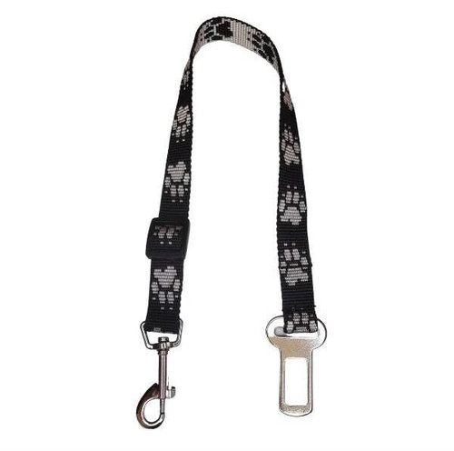 Palkar car seat belt for medium-sized dogs 55 cm × 20 mm, black and white with paws - Dog Seat Belt - Main image