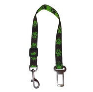 Palkar car seat belt for medium-sized dogs 55 cm × 20 mm, black-green with paws - Dog Seat Belt