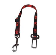Palkar car seat belt for small dogs 50 cm × 16 mm, black and red with paws - Dog Seat Belt