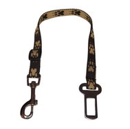 Palkar car seat belt for small dogs 50 cm × 16 mm, brown with paws - Dog Seat Belt