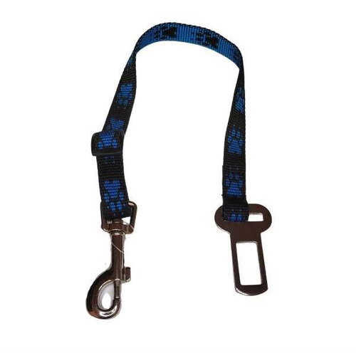 Palkar bezpečnostní pás do auta pro malé psy 50 cm × 16 mm, černo-modrý s tlapkami - Dog Seat Belt - Main image