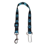 Palkar car seat belt for medium-sized dogs 55 cm × 20 mm, black and light blue with paws - Dog Seat Belt