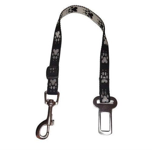 Palkar bezpečnostní pás do auta pro malé psy 50 cm × 16 mm, černo-bílý s tlapkami - Dog Seat Belt - Main image