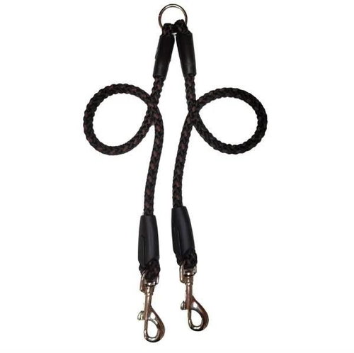 Palkar Leash for dogs 50 cm × 14 mm black - brown - Double Dog Leash - Main image