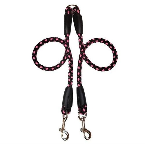 Palkar Leash for dogs 50 cm × 14 mm black - pink - Double Dog Leash - Main image