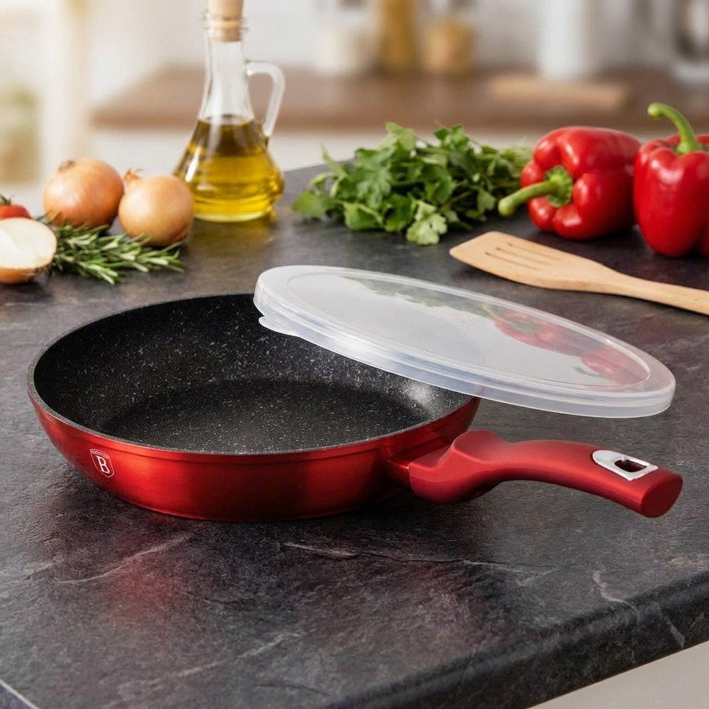 BERLINGERHAUS Serpenyő levehető fogantyúval + fedővel Burgundy Metallic Line 28 cm
