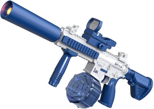 BATTLE Electric water pistol with light effect - M416, 2 magazines, blue - Water Gun - Main image