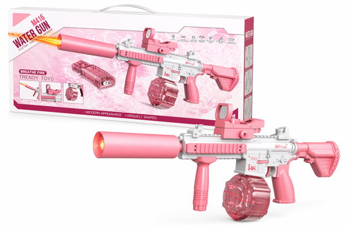 BATTLE Electric water pistol with light effect - M416, 2 magazines, pink - Water Gun - Main image