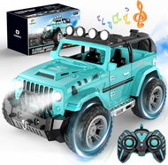 DEERC RC Monster Truck with fog, lights and sounds, 25 km/h, 2 batteries, blue - Remote Control Car