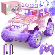 DEERC RC Monster Truck with fog, lights and sounds, 25 km/h, 2 batteries, pink - Remote Control Car