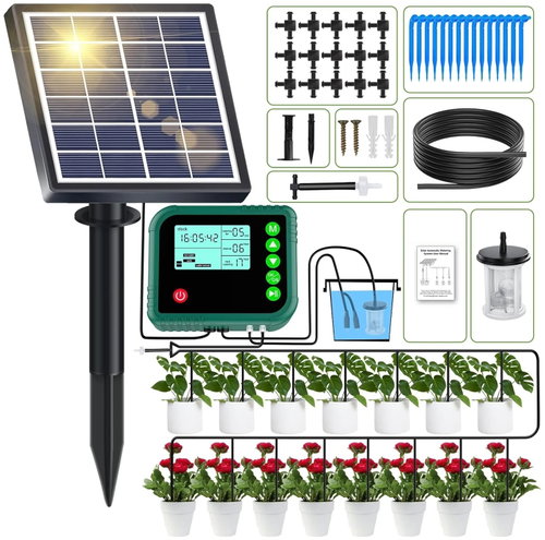 Fapiere Solar Irrigation System IC018 - Automatic drip irrigation, LCD display, for 15 plants - Irrigation Set - Main image
