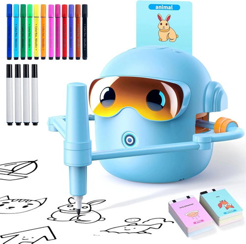 Thinkaroo Interactive drawing robot for children, 100 cards, 16 markers, blue - Robot - Main image