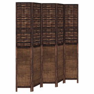 vidaXL Solid wood screen pavlovnia, dark brown, 5-piece 358712 - Room Divider