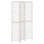 vidaXL Screen solid wood pavlovnia, white, 3-piece, 358735 - Room Divider