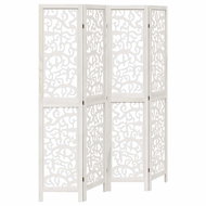 vidaXL Solid wood screen pavlovnia, white, 4 pieces, 358738 - Room Divider