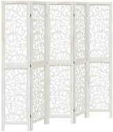 vidaXL Solid wood screen pavlovnia, white, 5 pieces, 358742 - Room Divider