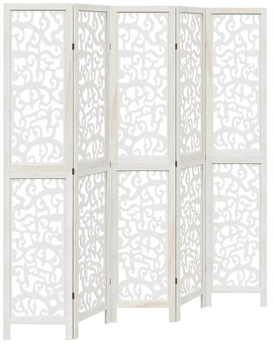 vidaXL Solid wood screen pavlovnia, white, 5 pieces, 358743 - Room Divider - Main image