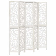 vidaXL Solid wood screen pavlovnia, white, 5 pieces, 358744 - Room Divider