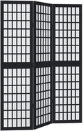vidaXL Screen solid wood pavlovnia, black, 3-piece 358765 - Room Divider
