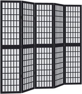 vidaXL Solid wood screen pavlovnia, black, 5 pieces 358774 - Room Divider