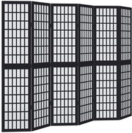 vidaXL Screen solid wood pavlovnia, black, 6 pieces 358778 - Room Divider