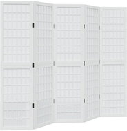 vidaXL Solid wood screen pavlovnia, white, 5 pieces 358789 - Room Divider