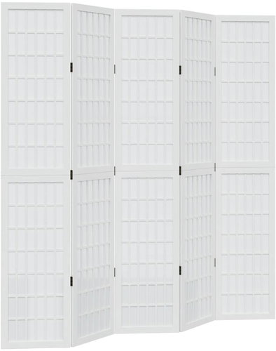 vidaXL Solid wood screen pavlovnia, white, 5 pieces 358791 - Room Divider - Main image