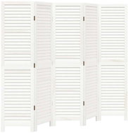 vidaXL Solid wood screen pavlovnia, white, 5 pieces 358837 - Room Divider
