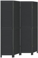 vidaXL Solid wood screen pavlovnia, black, 4 pieces 358850 - Room Divider